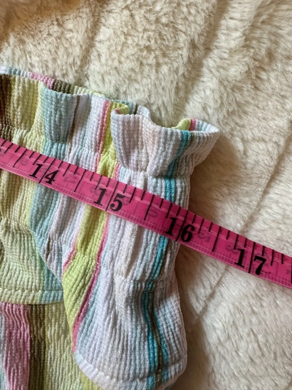 Cato Striped Paperbag Waist Shorts Women’s Large Pastel Textured High Rise